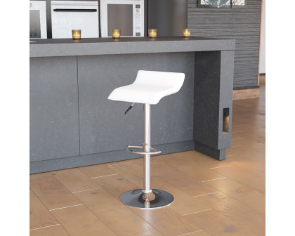 BLNK Dax Vinyl Adjustable Height Bar Stool with Solid Wave Seat and Chrome Base