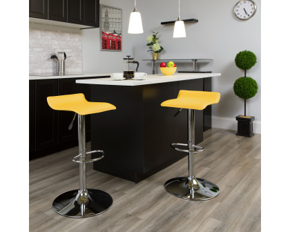 BLNK Dax Vinyl Adjustable Height Bar Stool with Solid Wave Seat and Chrome Base