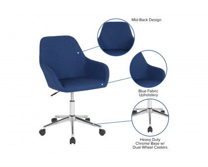 BLNK Cortana Fabric Home and Office Mid-Back Chair - Blue