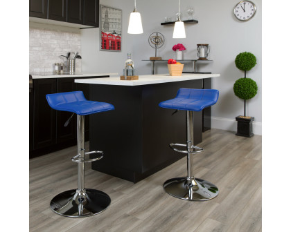 BLNK Mark Vinyl Adjustable Height Bar Stool with Quilted Wave Seat and Chrome Base