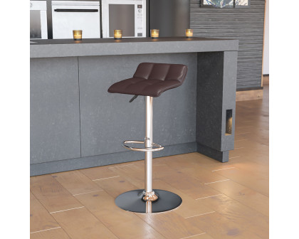 BLNK Mark Vinyl Adjustable Height Bar Stool with Quilted Wave Seat and Chrome Base