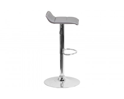 BLNK Mark Vinyl Adjustable Height Bar Stool with Quilted Wave Seat and Chrome Base - Gray