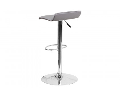 BLNK Mark Vinyl Adjustable Height Bar Stool with Quilted Wave Seat and Chrome Base - Gray