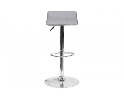 BLNK Mark Vinyl Adjustable Height Bar Stool with Quilted Wave Seat and Chrome Base - Gray