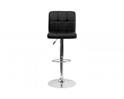 BLNK Kathleen Quilted Vinyl Adjustable Height Bar Stool with Chrome Base - Black