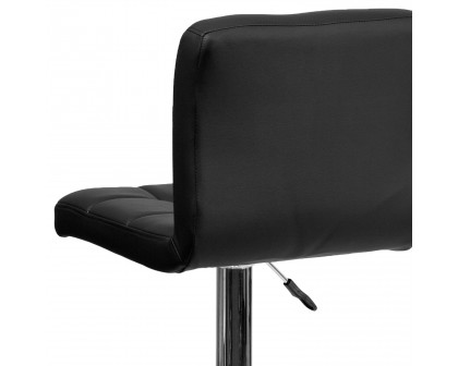 BLNK Kathleen Quilted Vinyl Adjustable Height Bar Stool with Chrome Base - Black