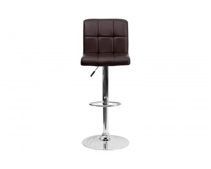 BLNK™ Kathleen Quilted Vinyl Adjustable Height Bar Stool with Chrome Base - Brown