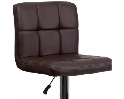 BLNK™ Kathleen Quilted Vinyl Adjustable Height Bar Stool with Chrome Base - Brown