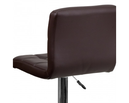 BLNK™ Kathleen Quilted Vinyl Adjustable Height Bar Stool with Chrome Base - Brown