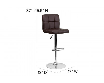 BLNK™ Kathleen Quilted Vinyl Adjustable Height Bar Stool with Chrome Base - Brown