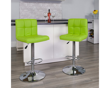 BLNK Kathleen Quilted Vinyl Adjustable Height Bar Stool with Chrome Base