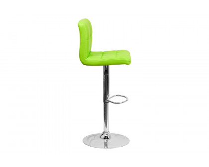 BLNK Kathleen Quilted Vinyl Adjustable Height Bar Stool with Chrome Base - Green