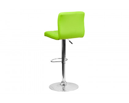 BLNK Kathleen Quilted Vinyl Adjustable Height Bar Stool with Chrome Base - Green