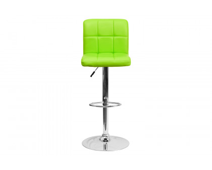 BLNK Kathleen Quilted Vinyl Adjustable Height Bar Stool with Chrome Base - Green