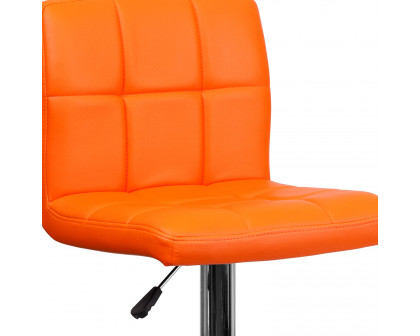 BLNK Kathleen Quilted Vinyl Adjustable Height Bar Stool with Chrome Base - Orange