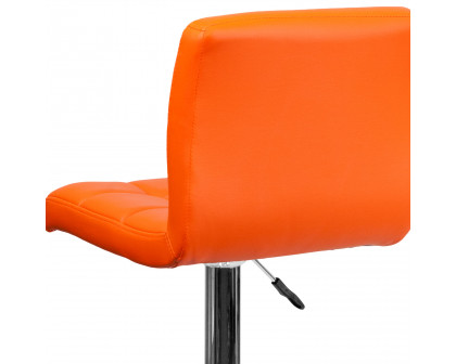 BLNK Kathleen Quilted Vinyl Adjustable Height Bar Stool with Chrome Base - Orange