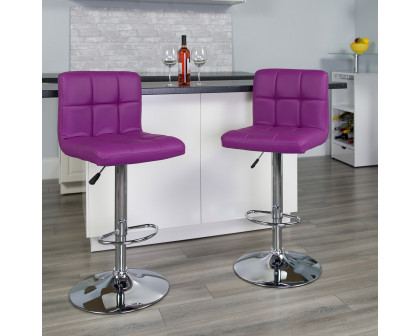 BLNK Kathleen Quilted Vinyl Adjustable Height Bar Stool with Chrome Base