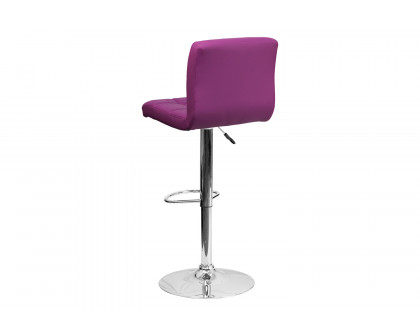 BLNK Kathleen Quilted Vinyl Adjustable Height Bar Stool with Chrome Base - Purple