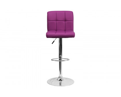 BLNK Kathleen Quilted Vinyl Adjustable Height Bar Stool with Chrome Base - Purple