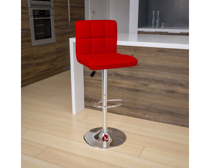 BLNK Kathleen Quilted Vinyl Adjustable Height Bar Stool with Chrome Base