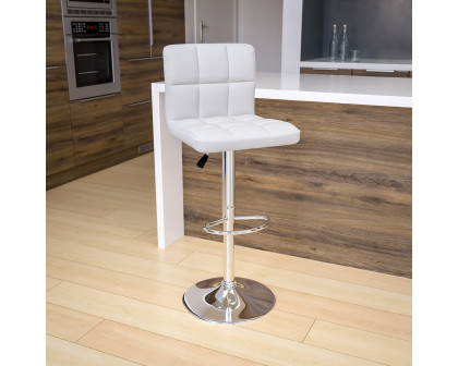 BLNK Kathleen Quilted Vinyl Adjustable Height Bar Stool with Chrome Base