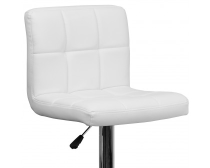 BLNK Kathleen Quilted Vinyl Adjustable Height Bar Stool with Chrome Base - White