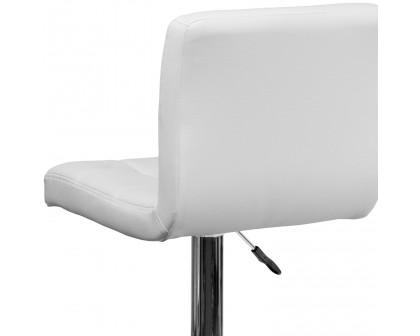 BLNK Kathleen Quilted Vinyl Adjustable Height Bar Stool with Chrome Base - White