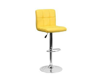 BLNK Kathleen Quilted Vinyl Adjustable Height Bar Stool with Chrome Base - Yellow