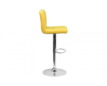 BLNK Kathleen Quilted Vinyl Adjustable Height Bar Stool with Chrome Base - Yellow