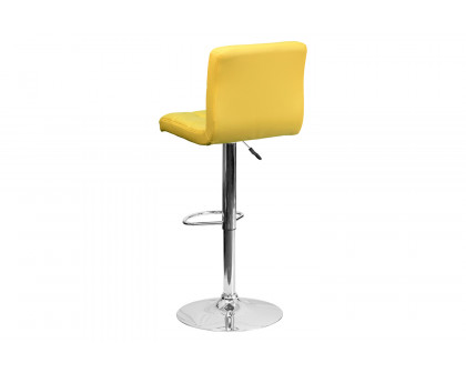 BLNK Kathleen Quilted Vinyl Adjustable Height Bar Stool with Chrome Base - Yellow