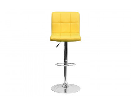 BLNK Kathleen Quilted Vinyl Adjustable Height Bar Stool with Chrome Base - Yellow