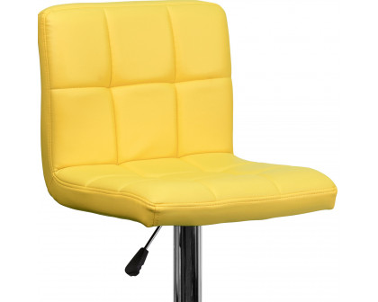 BLNK Kathleen Quilted Vinyl Adjustable Height Bar Stool with Chrome Base - Yellow