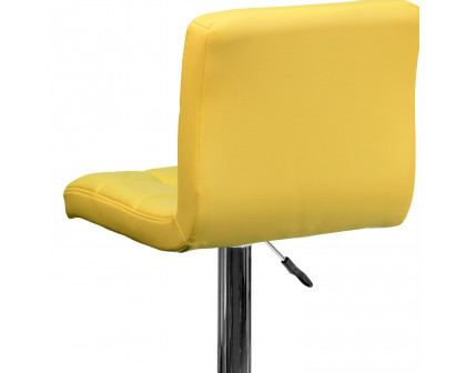 BLNK Kathleen Quilted Vinyl Adjustable Height Bar Stool with Chrome Base - Yellow