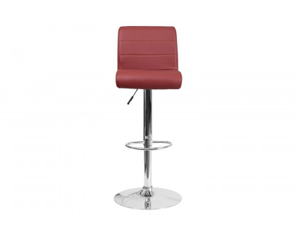 BLNK™ Scott Vinyl Adjustable Height Bar Stool with Rolled Seat and Chrome Base - Burgundy