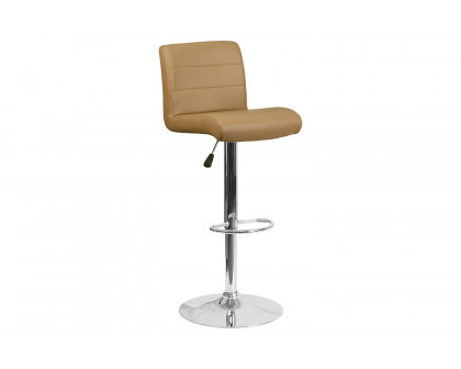 BLNK Scott Vinyl Adjustable Height Bar Stool with Rolled Seat and Chrome Base