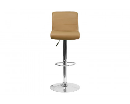 BLNK Scott Vinyl Adjustable Height Bar Stool with Rolled Seat and Chrome Base - Cappuccino