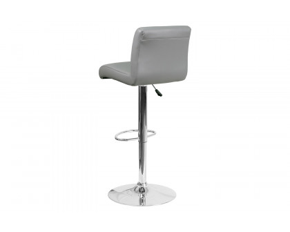 BLNK Scott Vinyl Adjustable Height Bar Stool with Rolled Seat and Chrome Base - Gray