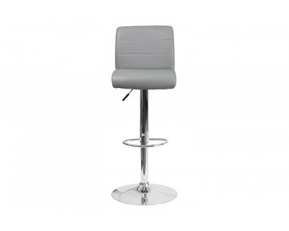 BLNK Scott Vinyl Adjustable Height Bar Stool with Rolled Seat and Chrome Base - Gray