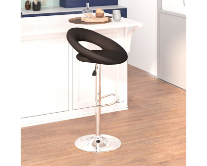 BLNK™ Brook Vinyl Rounded Orbit-Style Back Adjustable Height Bar Stool with Chrome Base - Black