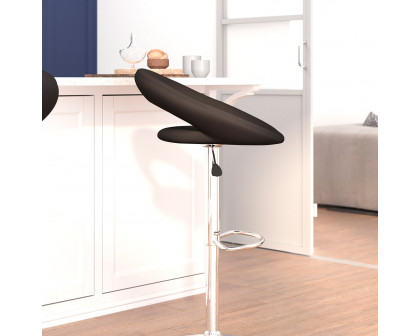 BLNK™ Brook Vinyl Rounded Orbit-Style Back Adjustable Height Bar Stool with Chrome Base - Black