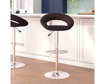 BLNK Brook Vinyl Rounded Orbit-Style Back Adjustable Height Bar Stool with Chrome Base