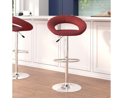 BLNK Brook Vinyl Rounded Orbit-Style Back Adjustable Height Bar Stool with Chrome Base