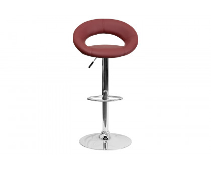 BLNK Brook Vinyl Rounded Orbit-Style Back Adjustable Height Bar Stool with Chrome Base - Burgundy