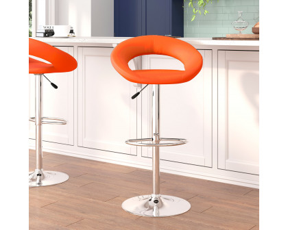 BLNK Brook Vinyl Rounded Orbit-Style Back Adjustable Height Bar Stool with Chrome Base