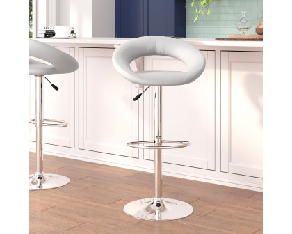 BLNK Brook Vinyl Rounded Orbit-Style Back Adjustable Height Bar Stool with Chrome Base