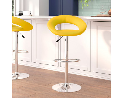 BLNK Brook Vinyl Rounded Orbit-Style Back Adjustable Height Bar Stool with Chrome Base