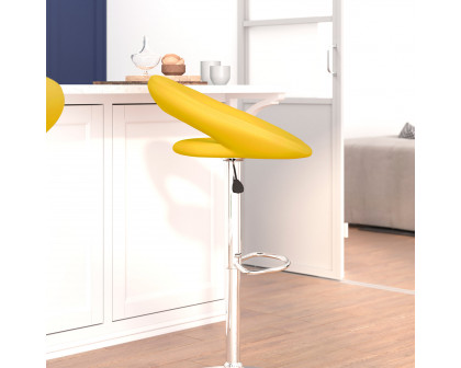 BLNK™ Brook Vinyl Rounded Orbit-Style Back Adjustable Height Bar Stool with Chrome Base - Yellow