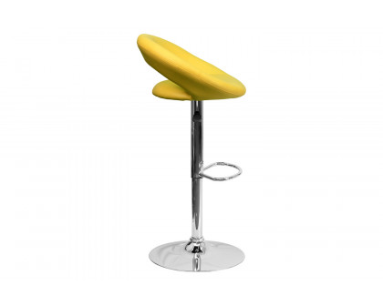 BLNK™ Brook Vinyl Rounded Orbit-Style Back Adjustable Height Bar Stool with Chrome Base - Yellow