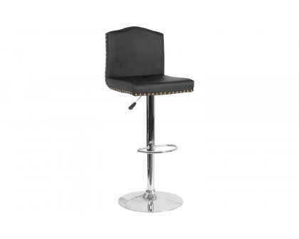 BLNK Bellagio LeatherSoft Adjustable Height Bar Stool with Accent Nail Trim