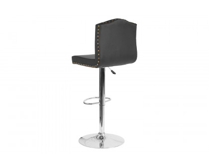 BLNK Bellagio LeatherSoft Adjustable Height Bar Stool with Accent Nail Trim - Black